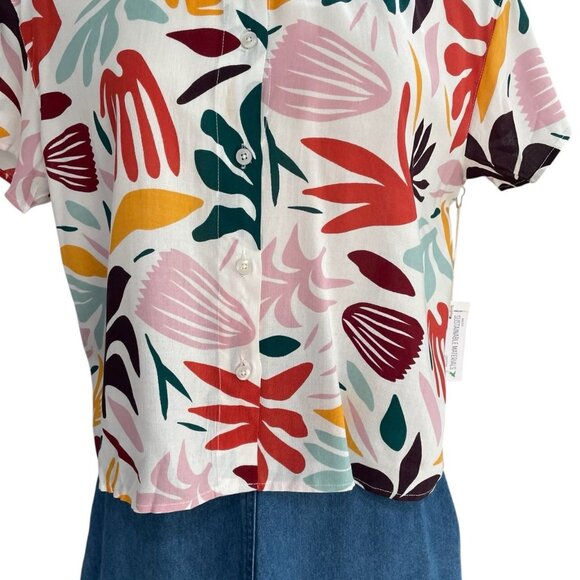 Gyal Bashy Floral Print Button Shirt Medium Sustainable Boxy Fit Cottagecore Y2K - Picture 6 of 10